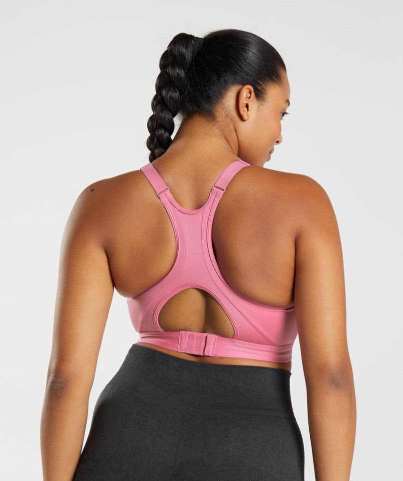 Women's Gymshark High Neck High Support Sports Bra Pink | CA 607AN3